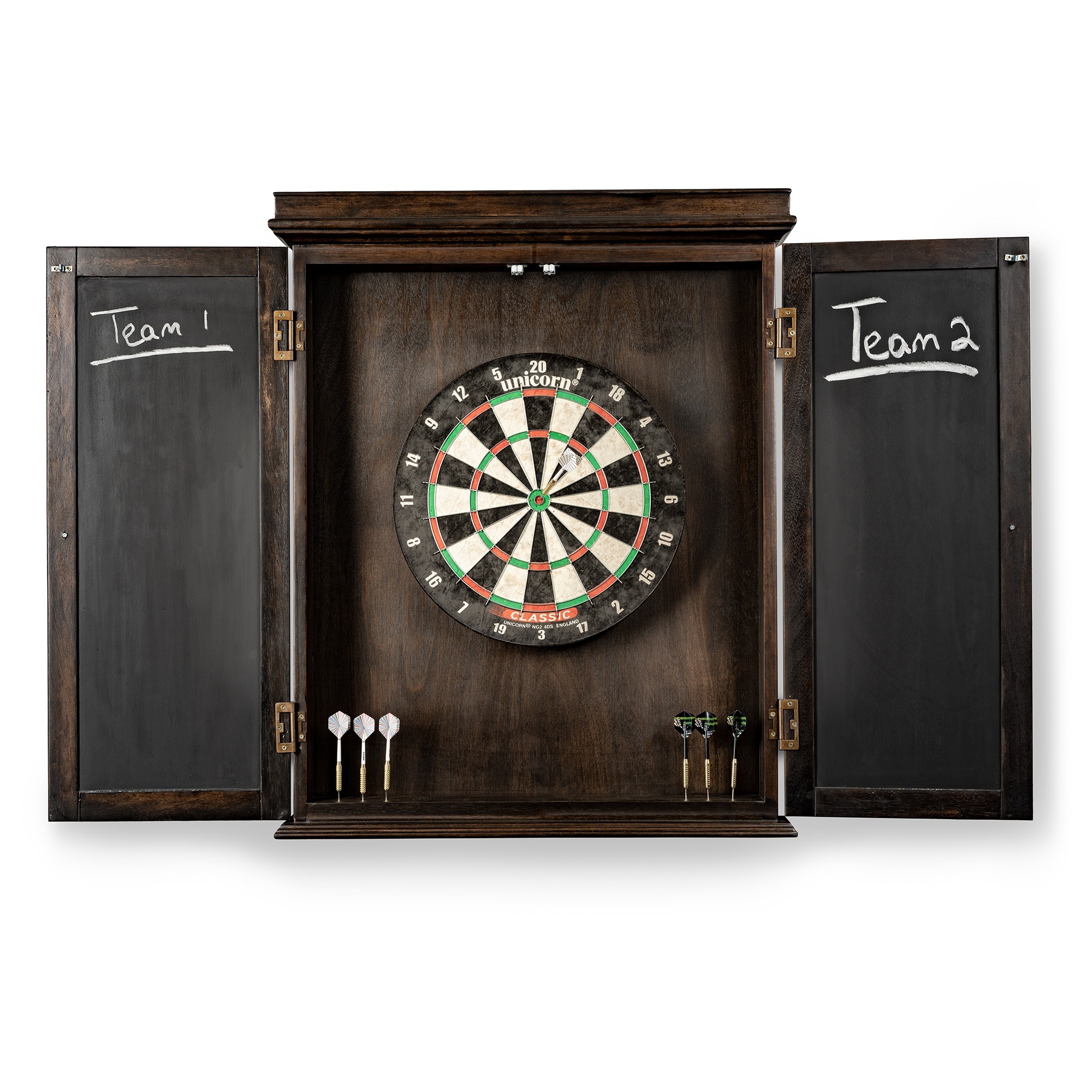 Classic Gray Walnut Dartboard Cabinet