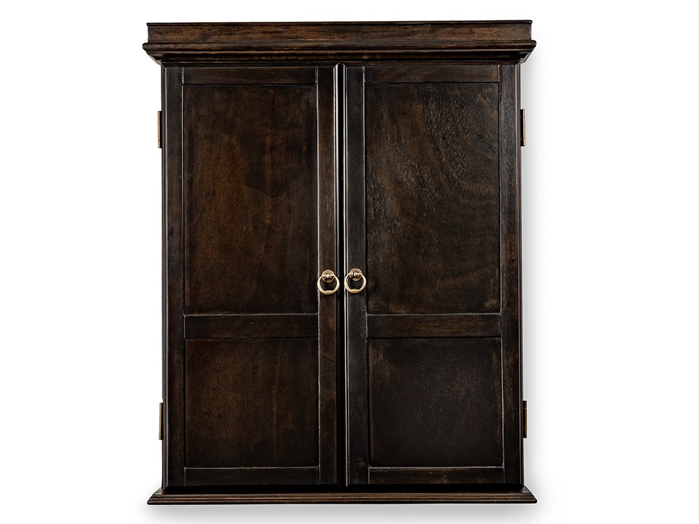 Classic Gray Walnut Dartboard Cabinet