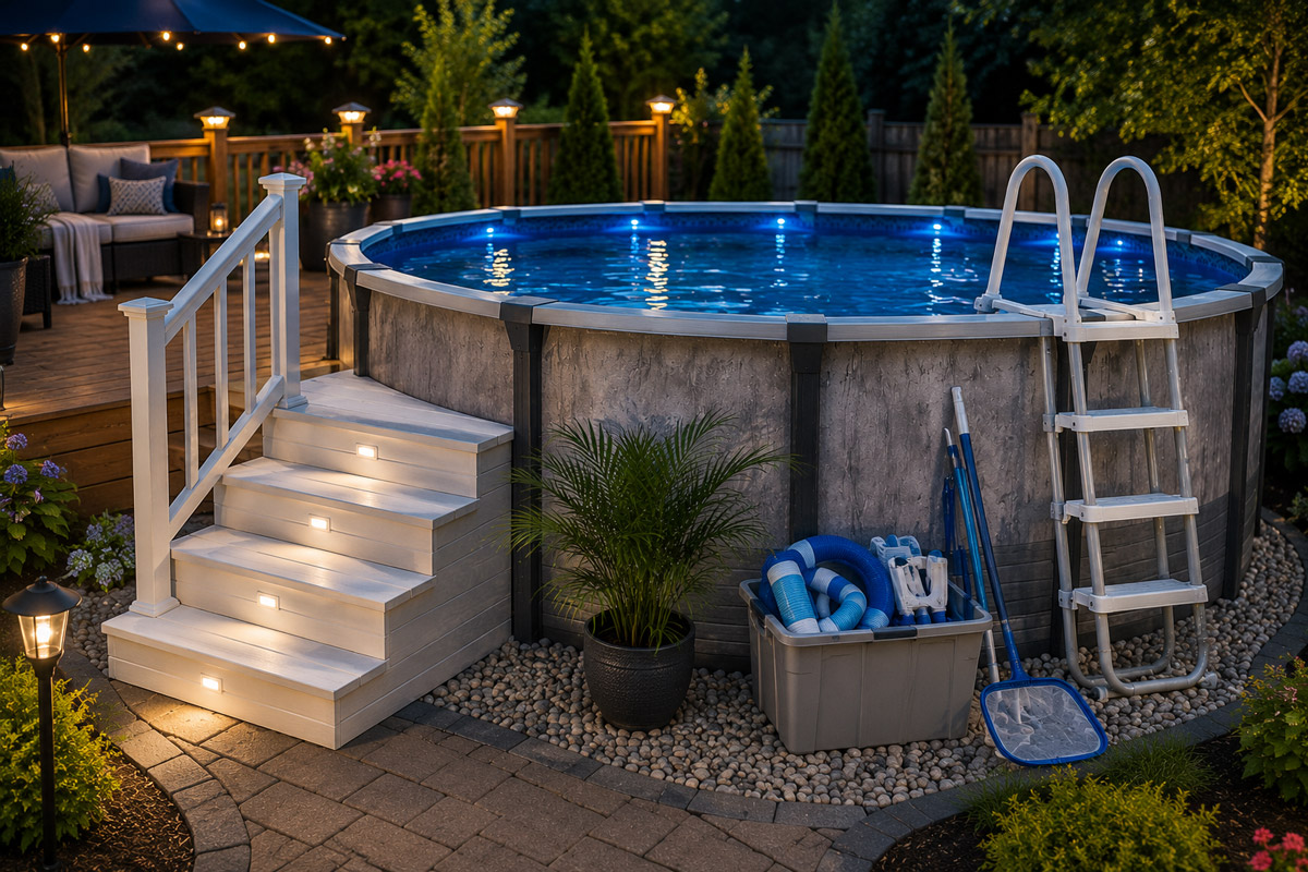 Above-Ground Pool Steps, Ladders, Lights, and Accessories